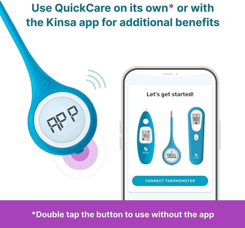 ميزان حرارة الأذن الذكي من كينسا للحمى - مقياس حرارة طبي بالأشعة تحت الحمراء - معتمد من إدارة الغذاء والدواء الأمريكية لقراءات درجة حرارة الجسم لجميع الأعمار - يتصل بتطبيق الهاتف الذكي لتتبع الأعراض والحصول على إرشادات المرض in Kuwait