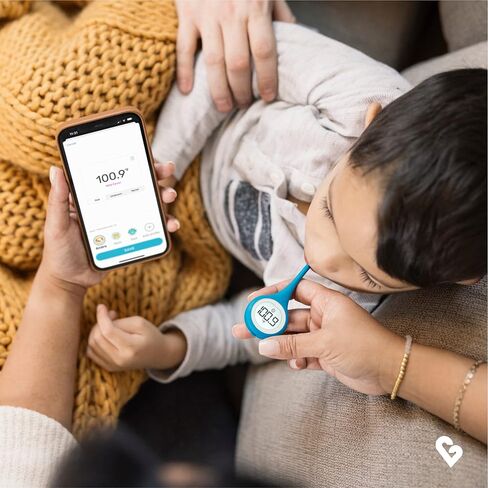 ميزان حرارة الأذن الذكي من كينسا للحمى - مقياس حرارة طبي بالأشعة تحت الحمراء - معتمد من إدارة الغذاء والدواء الأمريكية لقراءات درجة حرارة الجسم لجميع الأعمار - يتصل بتطبيق الهاتف الذكي لتتبع الأعراض والحصول على إرشادات المرض in Kuwait