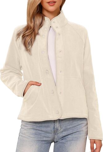 Allegra K Fleece Jacket for Women Fall Jackets 2025 Casual Long Sleeve Button Down Winter Coats with Pockets in Saudi Arabia