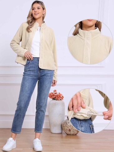 Allegra K Fleece Jacket for Women Fall Jackets 2025 Casual Long Sleeve Button Down Winter Coats with Pockets in Saudi Arabia