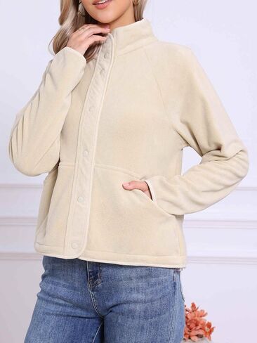 Allegra K Fleece Jacket for Women Fall Jackets 2025 Casual Long Sleeve Button Down Winter Coats with Pockets in Saudi Arabia