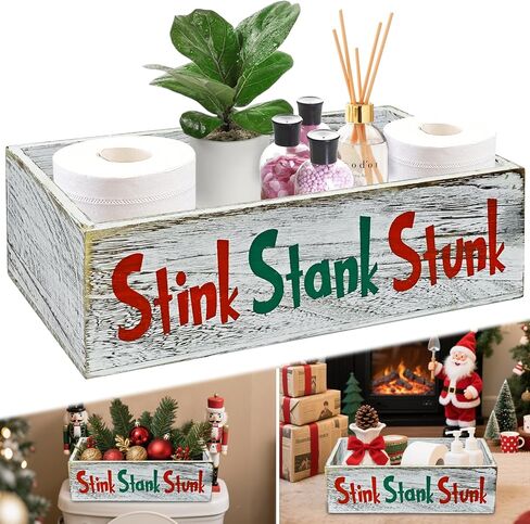 خشبية نتن ستانك ستانك ديكور الحمام، نتن ستانك ديكور الحمام، نتن ستانك ديكور الحمام صندوق ورق المرحاض، الجزء الخلفي من منظم المرحاض / سلة التخزين مضحك، ريفي مزرعة ديكور الحمام in Kuwait