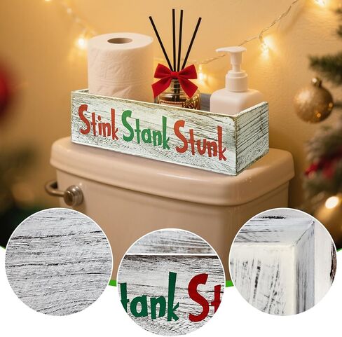 خشبية نتن ستانك ستانك ديكور الحمام، نتن ستانك ديكور الحمام، نتن ستانك ديكور الحمام صندوق ورق المرحاض، الجزء الخلفي من منظم المرحاض / سلة التخزين مضحك، ريفي مزرعة ديكور الحمام in Kuwait