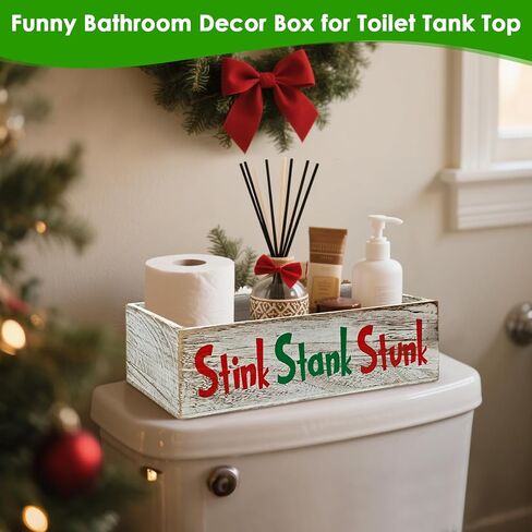 خشبية نتن ستانك ستانك ديكور الحمام، نتن ستانك ديكور الحمام، نتن ستانك ديكور الحمام صندوق ورق المرحاض، الجزء الخلفي من منظم المرحاض / سلة التخزين مضحك، ريفي مزرعة ديكور الحمام in Kuwait