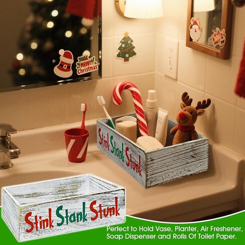 خشبية نتن ستانك ستانك ديكور الحمام، نتن ستانك ديكور الحمام، نتن ستانك ديكور الحمام صندوق ورق المرحاض، الجزء الخلفي من منظم المرحاض / سلة التخزين مضحك، ريفي مزرعة ديكور الحمام in Kuwait