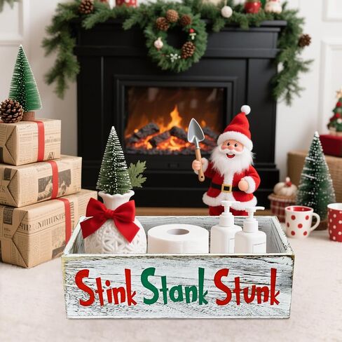 خشبية نتن ستانك ستانك ديكور الحمام، نتن ستانك ديكور الحمام، نتن ستانك ديكور الحمام صندوق ورق المرحاض، الجزء الخلفي من منظم المرحاض / سلة التخزين مضحك، ريفي مزرعة ديكور الحمام in Kuwait