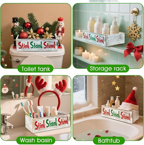 خشبية نتن ستانك ستانك ديكور الحمام، نتن ستانك ديكور الحمام، نتن ستانك ديكور الحمام صندوق ورق المرحاض، الجزء الخلفي من منظم المرحاض / سلة التخزين مضحك، ريفي مزرعة ديكور الحمام in Kuwait