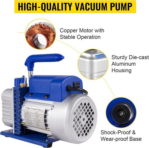 مضخة تكييف الهواء الفراغي 1.8-4.8CFM 1/4HP مضخة الهواء مع زيت مركب مضاد للتراجع 1440 دورة في الدقيقة لسيارة عاكس مركبة تكييف الهواء (3CFM 1/4HP) in Kuwait