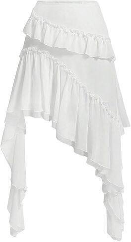 Floerns Women's Plus Size Y2K Skirt High Weist غير متناظرة تنورة طويلة غير منتظمة تنورة طويلة in Saudi Arabia