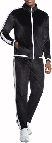 anotwener للرجال 2 قطعة مسارات Velor Sweatuits الرياضية Fit Velvet الزي في الركض in Kuwait