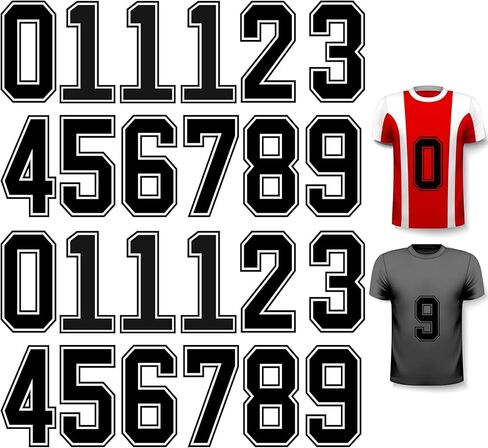 24 Pcs Iron on Numbers, Jersey Heat Transfer Numbers 0 to 9 for Team Uniform Sports T-Shirt Football Basketball Baseball (White with White Border, 8 Inch) in Saudi Arabia