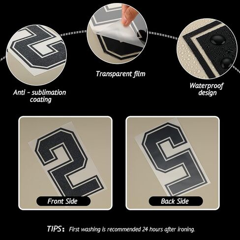 24 Pcs Iron on Numbers, Jersey Heat Transfer Numbers 0 to 9 for Team Uniform Sports T-Shirt Football Basketball Baseball (White with White Border, 8 Inch) in Saudi Arabia