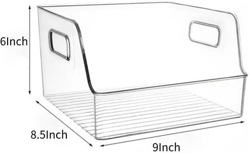 قطعتان من حافظة تخزين الكتب الشفافة منظم الكتب، 14 بوصة طول × 8.6 بوصة عرض، حاويات تخزين أريليك كبيرة مع مقبض للكتب والملفات ودمى الألعاب والأطعمة ومستحضرات التجميل ومقالات الاستحمام in Kuwait