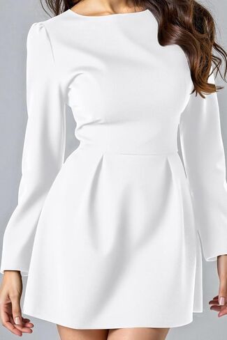 GOBLES Women's Elegant Fall Long Sleeve Boat Neck High Waist A-line Cocktail Dress in Saudi Arabia