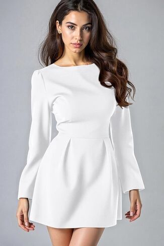GOBLES Women's Elegant Fall Long Sleeve Boat Neck High Waist A-line Cocktail Dress in Saudi Arabia
