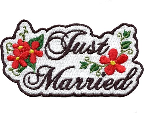 Floral Just Married Patch Love Embroidered Iron On in Saudi Arabia