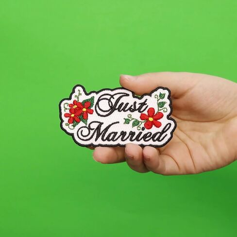 Floral Just Married Patch Love Embroidered Iron On in Saudi Arabia
