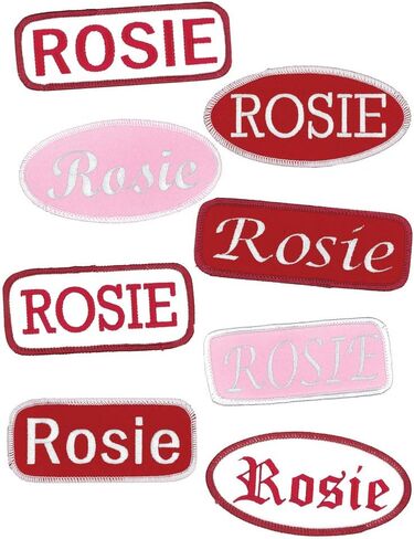 Rosie Name Tag Embroidered Uniform-Work Shirt Patches White with Red Border in Saudi Arabia