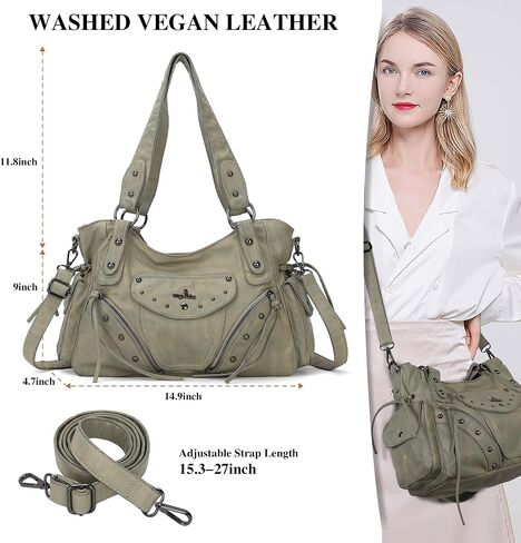 Angel Kiss Hobo Bag for Women Retro Leather Purses and Handbags Roomy Soft Ladies Satchel Bags with Crossbody Strap in Saudi Arabia
