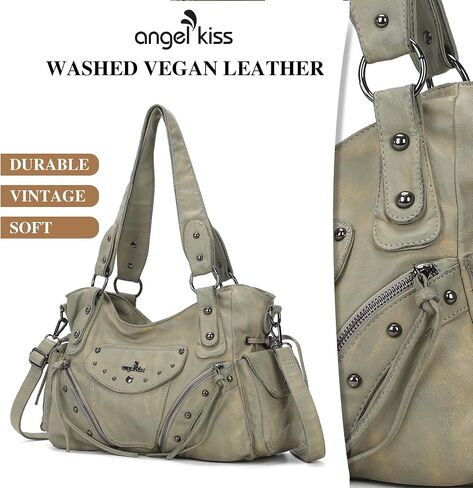 Angel Kiss Hobo Bag for Women Retro Leather Purses and Handbags Roomy Soft Ladies Satchel Bags with Crossbody Strap in Saudi Arabia