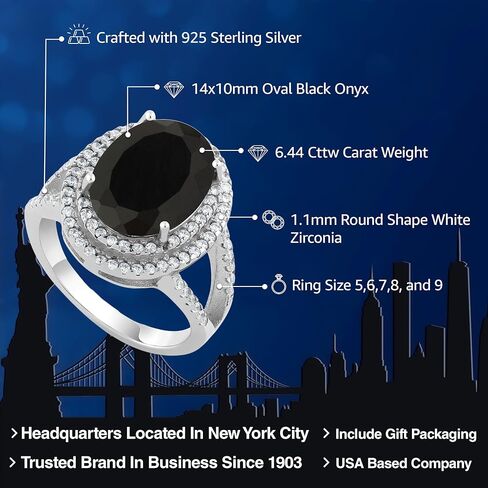 Gem Stone King 925 Sterling Silver 14X10MM Oval Gemstone Birthstone Ring For Women | Wedding Engagement Anniversary Promise Ring For Women | Available In Size 5, 6, 7, 8, 9 in Kuwait