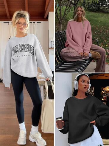Athmile sweatshirt كبير الحجم للنساء Crewneck Fleece Long Sleeve Pullover Hoodies Tops Fall Fashits Admits Clothes 2025 in Saudi Arabia