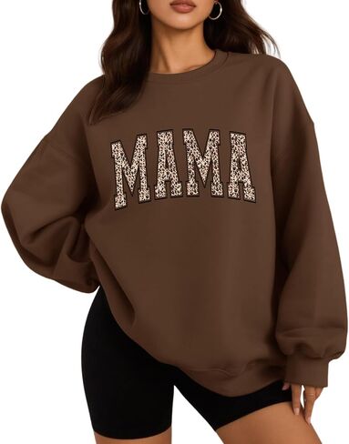 DOOLECK Mama Sweatshirts Oversized Crewneck Long Sleeve Mom Sweatshirt Graphic Casual Loose Fit Pullover in Saudi Arabia