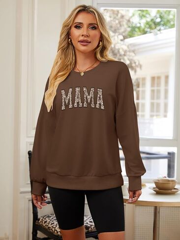 DOOLECK Mama Sweatshirts Oversized Crewneck Long Sleeve Mom Sweatshirt Graphic Casual Loose Fit Pullover in Saudi Arabia