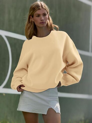 Athmile sweatshirt كبير الحجم للنساء Crewneck Fleece Long Sleeve Pullover Hoodies Tops Fall Fashits Admits Clothes 2025 in Saudi Arabia