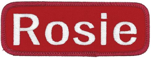 Rosie Name Tag Embroidered Uniform-Work Shirt Patches White with Red Border in Saudi Arabia