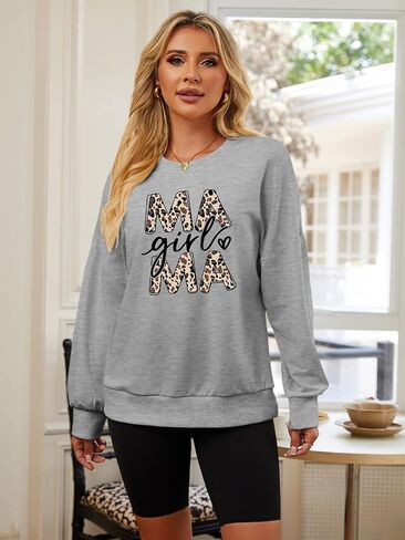 DOOLECK Mama Sweatshirts Oversized Crewneck Long Sleeve Mom Sweatshirt Graphic Casual Loose Fit Pullover in Saudi Arabia