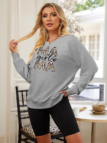 DOOLECK Mama Sweatshirts Oversized Crewneck Long Sleeve Mom Sweatshirt Graphic Casual Loose Fit Pullover in Saudi Arabia