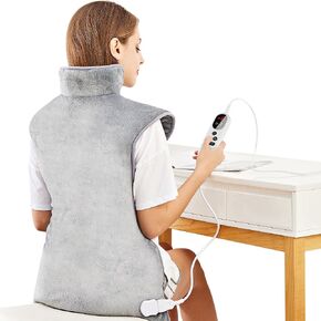 Mia&Coco Electric Heating Pad for Back Neck Shoulders Pain Relief, XL 23"x39" Soft Flannel Wrap, Waist Strap, Fast Heat Hot Therapy 6 Heat Settings, Auto-Off Timer, Machine Washable, Grey in Saudi Arabia