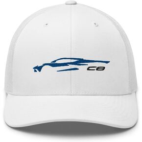 Sports Car C8 Silhouette Elkhart Blue Metallic Corvette Owner Trucker Cap Snapback Hat in Saudi Arabia