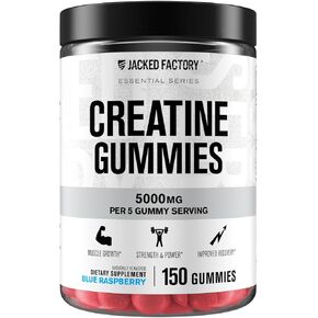 مصنع Jacked المصنع أحادي الهيدرات Gummies 5G جرعة يومي (1G لكل جيم)-الكرياتين الصمغية للرجال والنساء ، و الصالح للنباتات ، وصديق للسفر ، وجهة خارجية تم اختبارها-150 غومينز ، بلو راسبيري in Kuwait