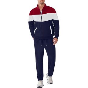 UOUA Men's Tracksuits Set Full Zip Jacket & Sweatpants 2 Piece Athletic Jogging Suits Casual Sports Color Block Outfit in Saudi Arabia