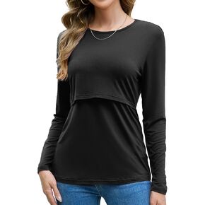 Sosolism المرأة التمريض قميص طويل الأكمام الرضاعة الطبيعية قمصان لينة التمريض تي شيرت بعد الولادة in Kuwait