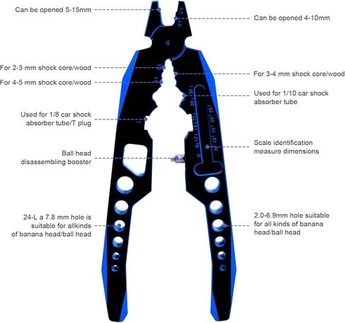 Metal Shock Absorber Pliers Ball Head Pliers Clip Multi-Function RC Tools for Traxxas Arrma Axial Redcat Losi Tamiya HSP HPI Exceed Cars (Black Gold) in Kuwait