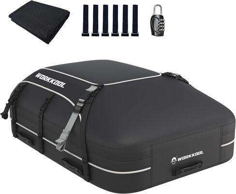 Rooftop Cargo Carrier Vehicle Soft-Shell Carriers, Heavy Duty Car Roof Bag Waterproof Without Rack, Car Topper Luggage Carrier-with 6 Hooks&Mat(19.4 Cuft) in Kuwait
