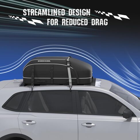 Rooftop Cargo Carrier Vehicle Soft-Shell Carriers, Heavy Duty Car Roof Bag Waterproof Without Rack, Car Topper Luggage Carrier-with 6 Hooks&Mat(19.4 Cuft) in Kuwait