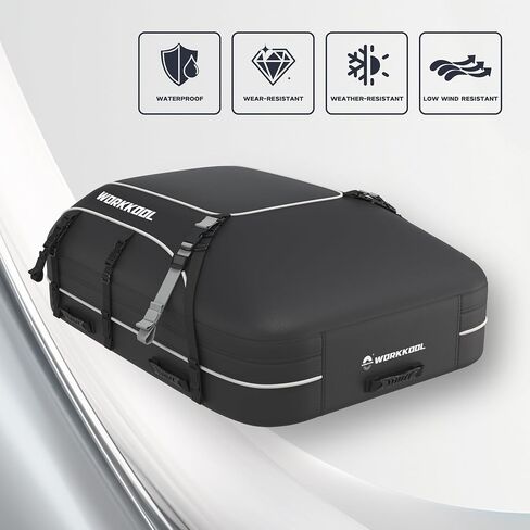 Rooftop Cargo Carrier Vehicle Soft-Shell Carriers, Heavy Duty Car Roof Bag Waterproof Without Rack, Car Topper Luggage Carrier-with 6 Hooks&Mat(19.4 Cuft) in Kuwait