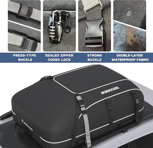 Rooftop Cargo Carrier Vehicle Soft-Shell Carriers, Heavy Duty Car Roof Bag Waterproof Without Rack, Car Topper Luggage Carrier-with 6 Hooks&Mat(19.4 Cuft) in Kuwait