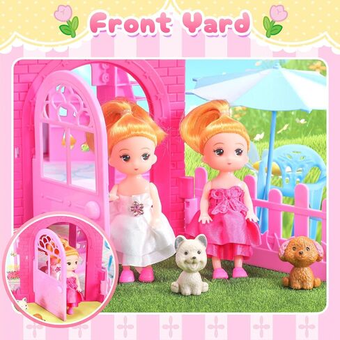 Dollhouse with 4-Story 11 Rooms, Dream Gift Princess Doll House Playset with Furniture, Blue Toddler House with Pool Slide for 3 4 5 6 7 8 9 10 Year Old Girls Kids in Saudi Arabia