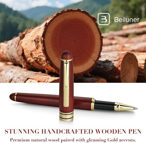 BEILUNER Wood Rollerball Pen Set, Elegant, Rosewood with Gold Finish in Saudi Arabia