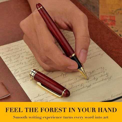 BEILUNER Wood Rollerball Pen Set, Elegant, Rosewood with Gold Finish in Saudi Arabia