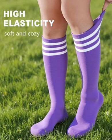 HONGTEYA Kids Soccer Socks Knee High Youth Uniform Socks Striped Boys Girls Baseball Football Athletic in Saudi Arabia