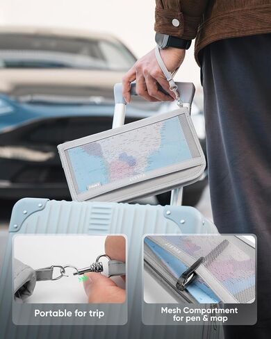 Vulkit Passport Wallet Passport Holder RFID منع منظم بطاقة السفر مع حزام معصم للرجال أو النساء (أسود) in Saudi Arabia