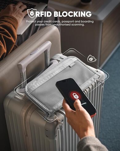 Vulkit Passport Wallet Passport Holder RFID منع منظم بطاقة السفر مع حزام معصم للرجال أو النساء (أسود) in Saudi Arabia