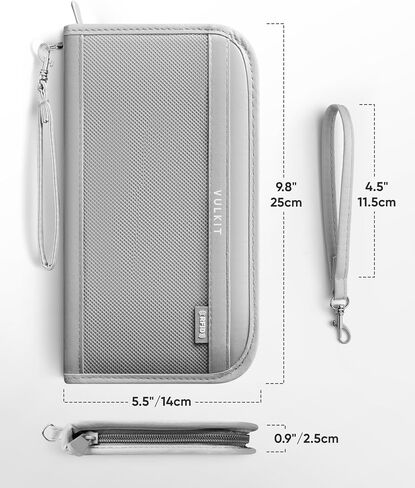Vulkit Passport Wallet Passport Holder RFID منع منظم بطاقة السفر مع حزام معصم للرجال أو النساء (أسود) in Saudi Arabia