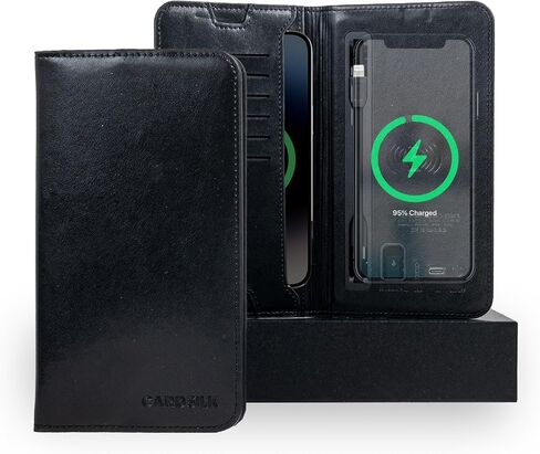 CAEDSILK, Men’s Wallet with Wireless Charging，Slim Minimalist Wallet With Built-in Power Bank, RFID Blocking Bifold Wallet with Card Holder, Pocket Wallets for Man, Ideal Gift Choice in Saudi Arabia